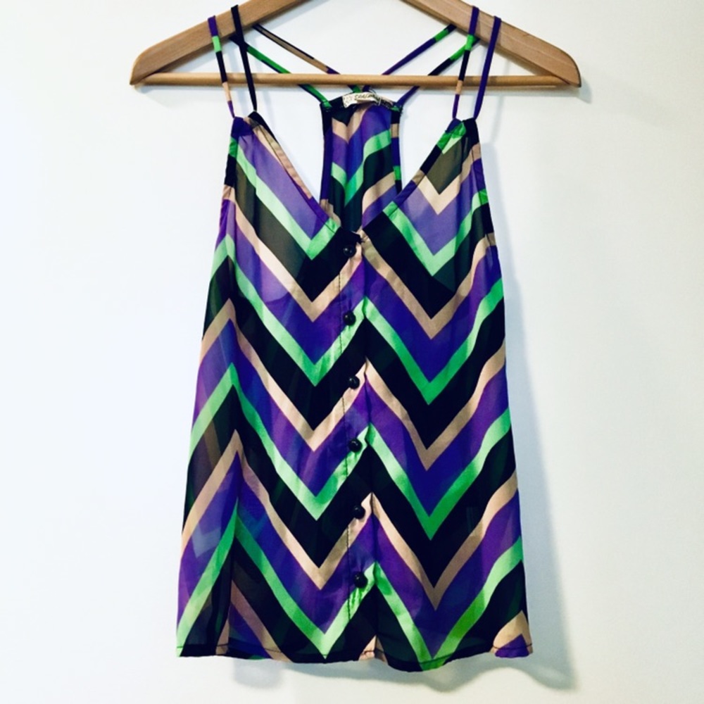 Vintage early 2000s green / purple / and black tank